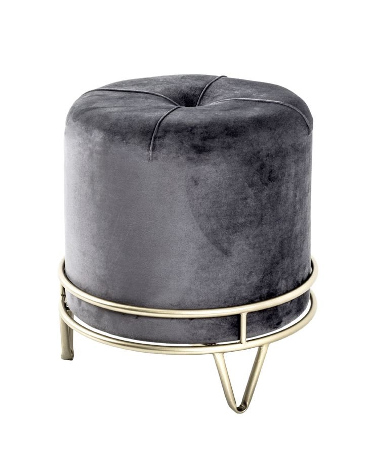 Hocker, grau-gold, MDF, Metall Hocker, grau-gold, MDF, Metall