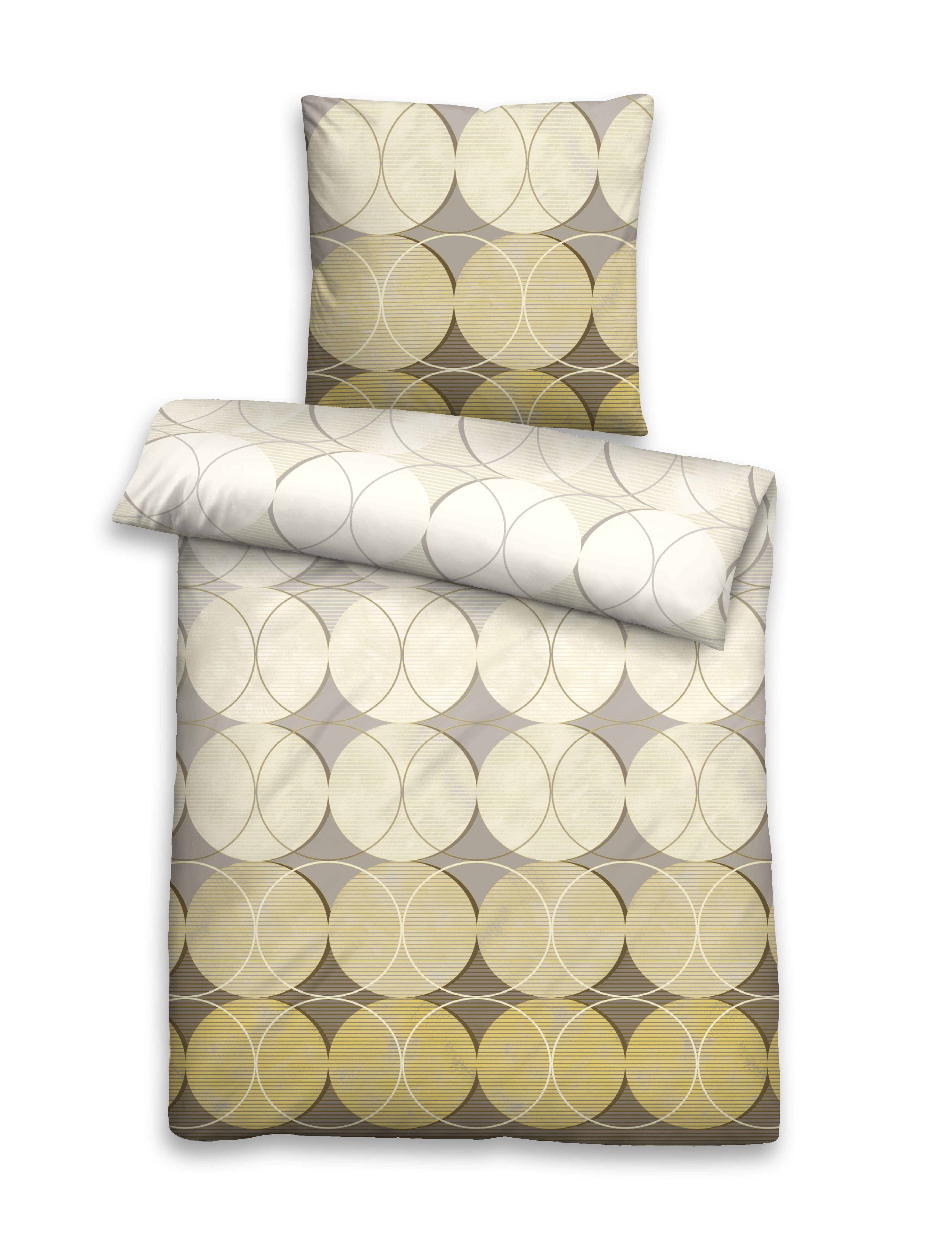 Mako-Satin Bettwäsche 155x220cm gelb Mako-Satin Bettwäsche 155x220cm gelb