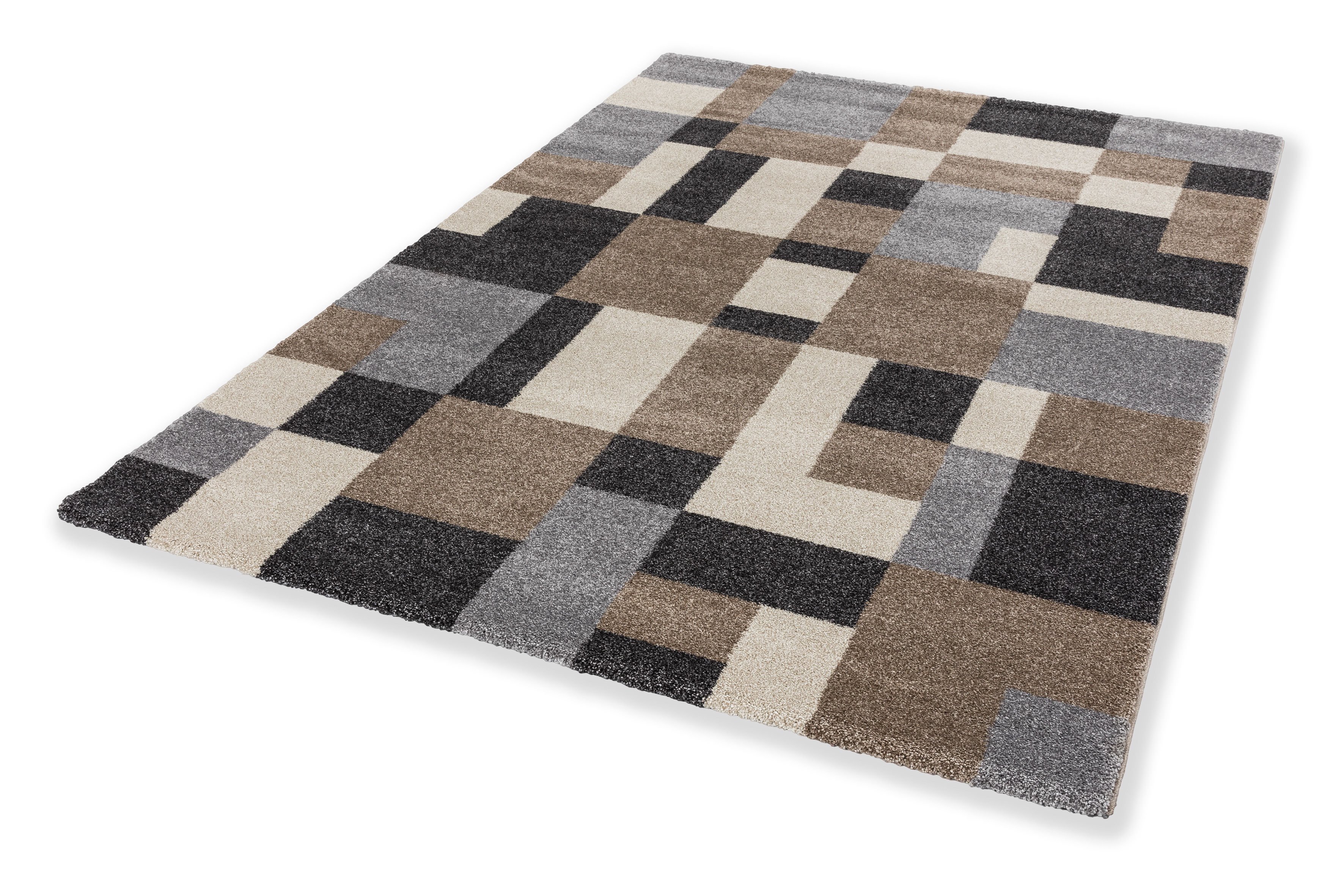 Webteppich Savona 200x290 cm Kästchen braun Webteppich Savona 200x290 cm Kästchen braun