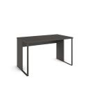 Moderner Schreibtisch in Dunkelgrau mit rechteckiger Tischplatte und Metallgestell, ideal fürs Büro oder Homeoffice.