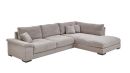 Modernes, graues Ecksofa mit Cordbezug, großzügiger Liegefläche und bequemen Kissen für Wohnzimmer.