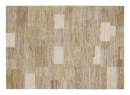 Moderner Teppich mit rechteckigem Muster in Beige- und Brauntönen, geometrisches Design, Wohnzimmerteppich.