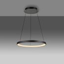 Moderne runde LED-Pendelleuchte in Schwarz, minimalistisch, energiesparend, für Wohnzimmer oder Büro.