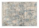 Moderner Teppich mit Vintage-Muster in Blau, Grau und Beige, dekorativ für Wohnzimmer oder Schlafzimmer.