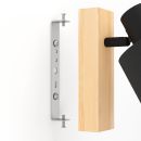 Metall-Wandhalterung mit Schrauben, Holzblock und schwarzem Lampenarm, Montagezubehör für Wandlampen.