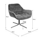 Grauer Sessel mit Metallfuß, gepolstert, Maße: 79x83x76 cm, Sitzhöhe 42 cm, Breite 60 cm, Tiefe 54 cm.