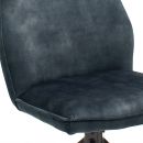 Dunkelblauer, gepolsterter Stuhl mit weichem Stoffbezug und ergonomischer Rückenlehne, modernes Design.