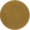 Runder Teppich in Senfgelb, weiche Oberfläche, modernes Wohnaccessoire für Wohnzimmer oder Schlafzimmer.