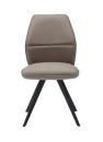 Moderner Esszimmerstuhl mit gepolsterter Rückenlehne und Sitzfläche, Metallbeine, ergonomisches Design.