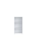 Weißes, modernes Regal mit drei offenen Fächern, ideal als Bücherregal oder Aufbewahrungsregal im Wohnzimmer.