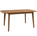 Moderner Esstisch aus Holz mit rechteckiger Tischplatte und abgerundeten Ecken, skandinavisches Design.