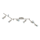 Moderne LED-Deckenleuchte aus Metall mit sechs verstellbaren Spots, ideal für Wohnzimmer oder Küche.