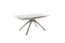 Moderner Esstisch mit weiu00dfer Marmorplatte und Metallgestell, elegantes Design fu00fcr Esszimmer oder Ku00fcche.