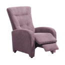Lila Relaxsessel mit Fußstütze, ergonomisch gepolstert, ideal für Wohnzimmer, bequem und modern.
