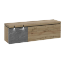 Modernes TV-Lowboard aus Holz und Steinoptik mit LED-Beleuchtung, ideal für Wohnzimmermöbel.