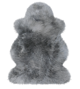 Graues Lammfell Teppich, flauschig und weich, als Dekoration oder Wohnaccessoire für gemütliche Räume.