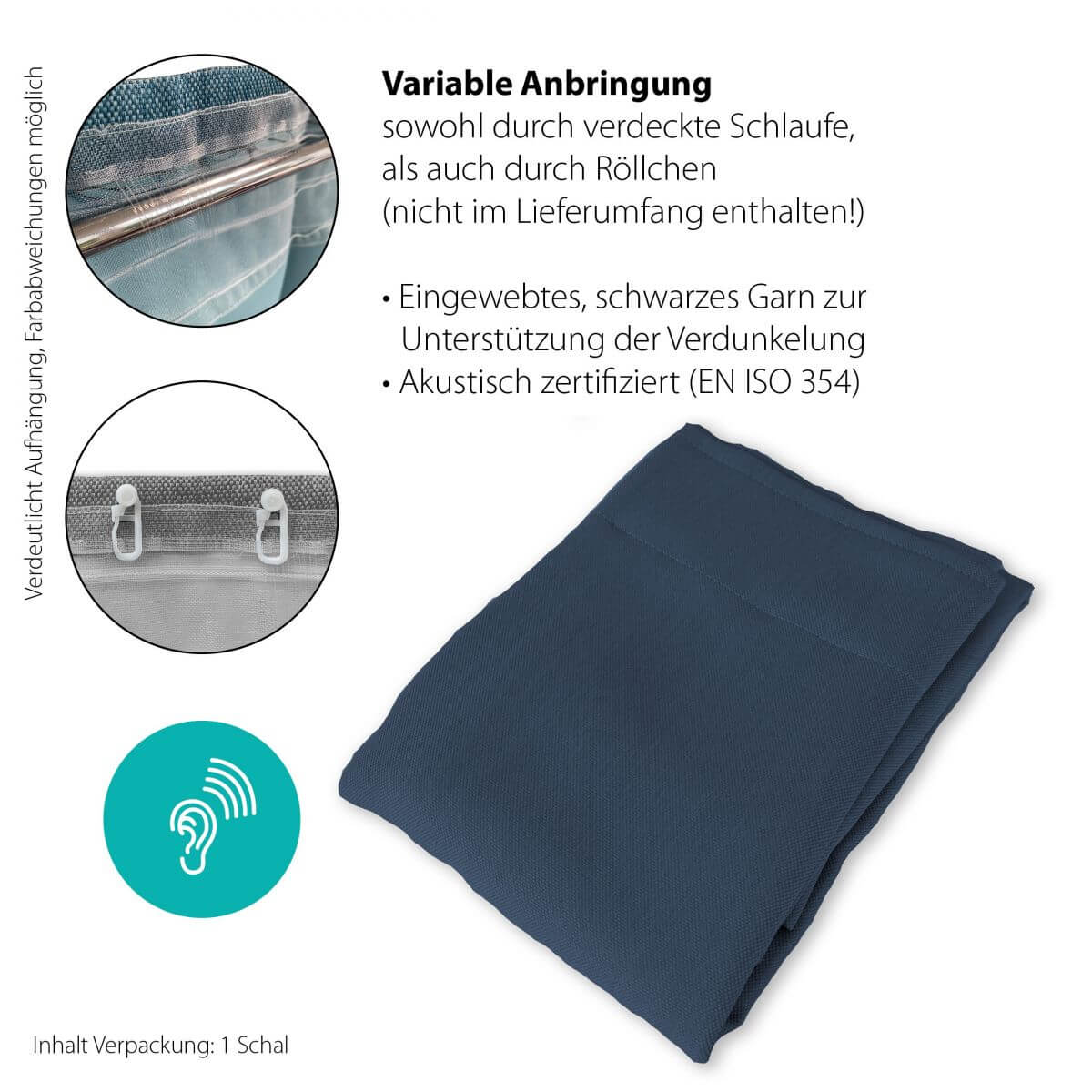 Vorhang mit verdeckten Schlaufen Vorhang mit verdeckten Schlaufen