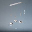 Moderne LED-Hängeleuchte mit drei Glaslampen, höhenverstellbar, Maße: 100x20x100-180 cm, für Esszimmer.
