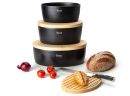 Continenta Brottopf oval mit Holzdeckel 36 cm Schwarz