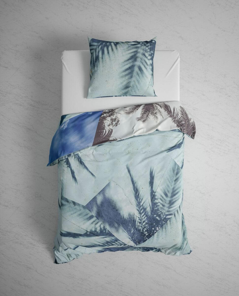 Bettwäsche GOTS Jaron 155x220cm Palm Blue Bettwäsche GOTS Jaron 155x220cm Palm Blue