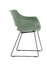 Moderner grüner Designstuhl mit Metallbeinen, ergonomische Sitzschale, ideal für Wohnzimmer oder Büro.