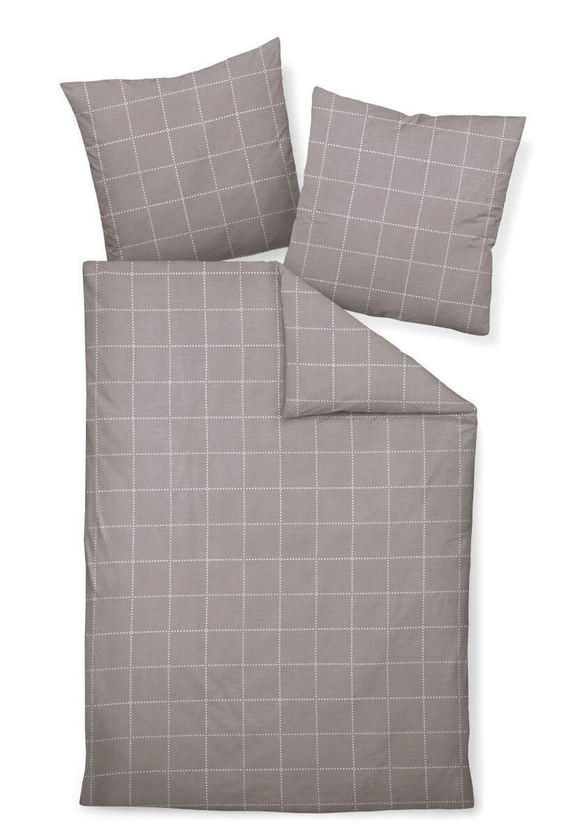 J.D. Mako-Satin Bettwäsche 240x220-2x80x80cm taupe J.D. Mako-Satin Bettwäsche 240x220-2x80x80cm taupe