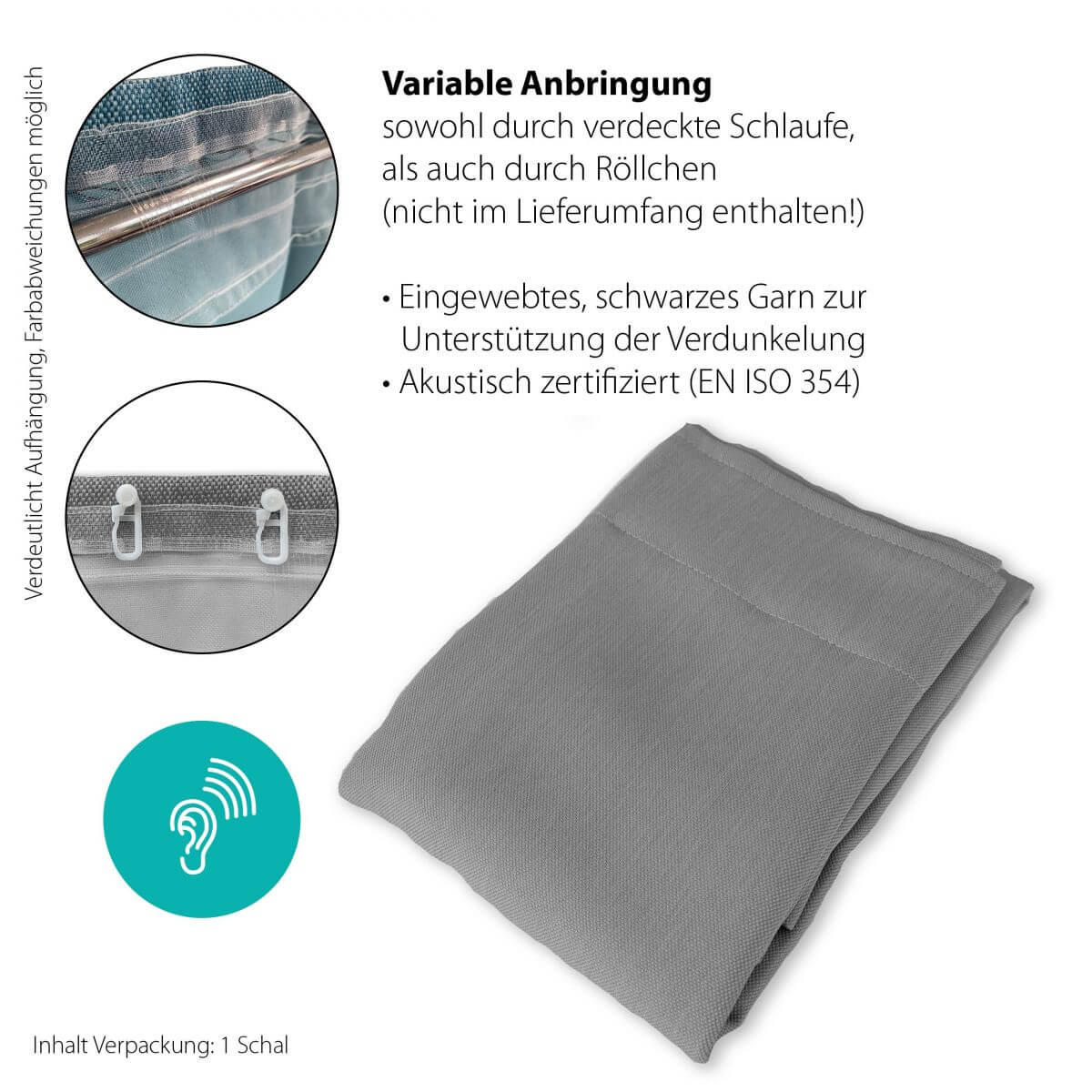 Vorhang mit verdeckten Schlaufen Vorhang mit verdeckten Schlaufen