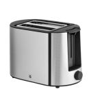 Edelstahl-Toaster mit zwei Schlitzen, modernem Design und Drehregler, ideal für knusprigen Toast.