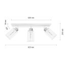 Deckenlampe mit drei verstellbaren Glas-Spots, Maße: 825x260 mm, modernes Design, ideal für Wohnzimmer.