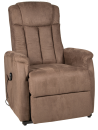 Brauner elektrischer Relaxsessel mit weichem Stoffbezug und verstellbarer Rückenlehne für Wohnzimmer.