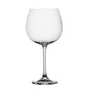 Klares, leeres Weinglas aus Glas mit langem Stiel auf weiu00dfem Hintergrund, ideal fu00fcr Rotwein.