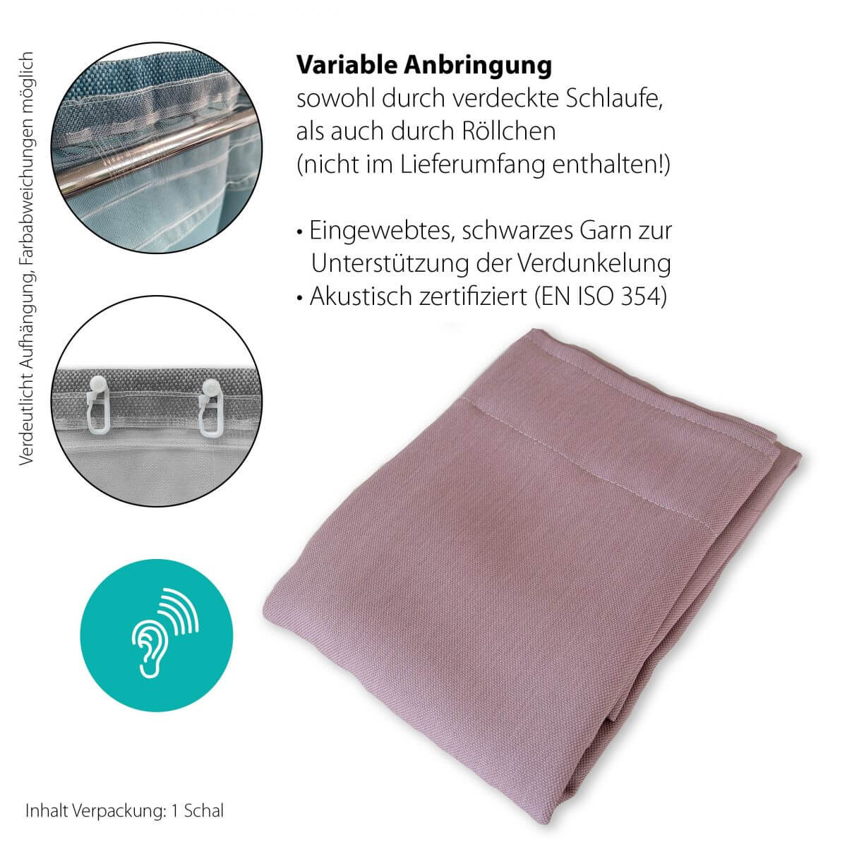 Vorhang mit verdeckten Schlaufen Vorhang mit verdeckten Schlaufen