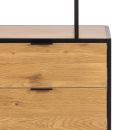 Regal Seaford Wildeiche 77 x 185 cm Moderner Holzschrank mit schwarzem Metallrahmen, zwei Schubladen, minimalistisches Design, Eichenoptik.