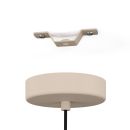 Beigefarbene Lampenbaldachin mit Kabel und passender Deckenhalterung, modernes Lampenzubehör auf weißem Hintergrund.