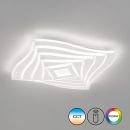 Moderne LED-Deckenleuchte mit geometrischem Design, dimmbar, Farbwechsel, Fernbedienung, energiesparend.