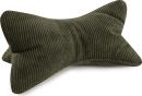Grünes Nackenkissen in Knochenform aus weichem Cordstoff, ergonomisch, ideal für Auto oder Sofa.