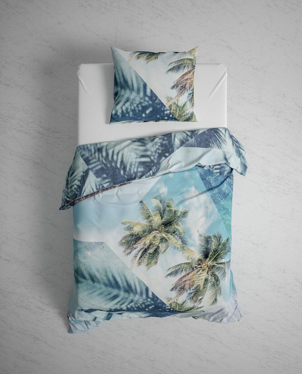 Bettwäsche GOTS Jaron 155x220cm Palm Blue Bettwäsche GOTS Jaron 155x220cm Palm Blue