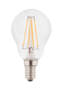 LED-Glühbirne mit E14-Sockel, klar, energieeffizient, moderne Filament-Technologie, isoliert auf weißem Hintergrund