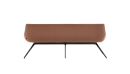 Modernes, braunes Sofa mit Metallbeinen, Rückansicht, minimalistisches Design, freigestellt auf weißem Hintergrund.