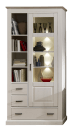 Vitrine Lima,1 Glas-/Holztür, 3 Schubkasten, 4 offene Fächer inkl. LED-Beleuchtung,Pinie hell, Taupe