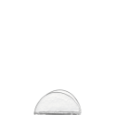 Halbrunde, transparente Glaskuppel auf weißem Hintergrund, modernes minimalistisches Designobjekt.