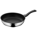 Edelstahl-Pfanne mit Antihaftbeschichtung und schwarzem Griff, ideal zum Braten in der Küche.
