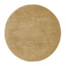 Runder, beiger Teppich aus weichem Material, minimalistisches Design, ideal für Wohnzimmer oder Schlafzimmer.