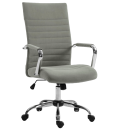 Moderner, ergonomischer Bürostuhl mit grauem Stoffbezug, verstellbarer Höhe und Rollen auf Metallfuß.