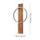 Moderne LED-Wandleuchte aus Holz mit rundem Leuchtring, Maße: 56x30 cm, stilvolle Wandbeleuchtung.