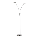 Moderne LED-Stehlampe aus Metall mit zwei verstellbaren Leuchten, energiesparend, für Wohnzimmer oder Büro.
