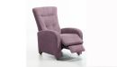 Lila Relaxsessel mit Fußstütze, ergonomisch, aus Cordstoff, ideal für Wohnzimmer und bequemes Sitzen.