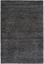 Dunkelgrauer Hochflor-Teppich mit dichter, weicher Oberfläche, rechteckig, modernes Wohnaccessoire.