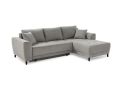 Graues Ecksofa mit Ottomane, modernen schwarzen Fu00fcu00dfen und zwei Kissen, ideal fu00fcr Wohnzimmer Einrichtung.