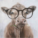 Wandbild Kuh mit Brille